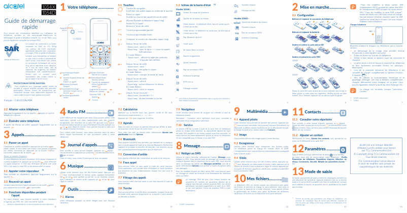 Page 1 de la notice Manuel utilisateur Alcatel One Touch 1054