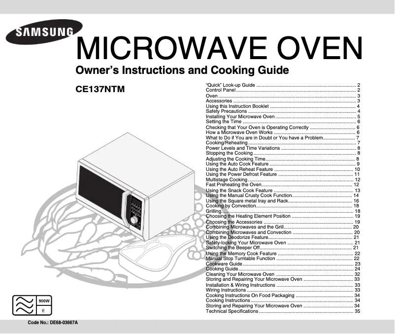 Imagen de la primera página del manual del dispositivo CE137NTM