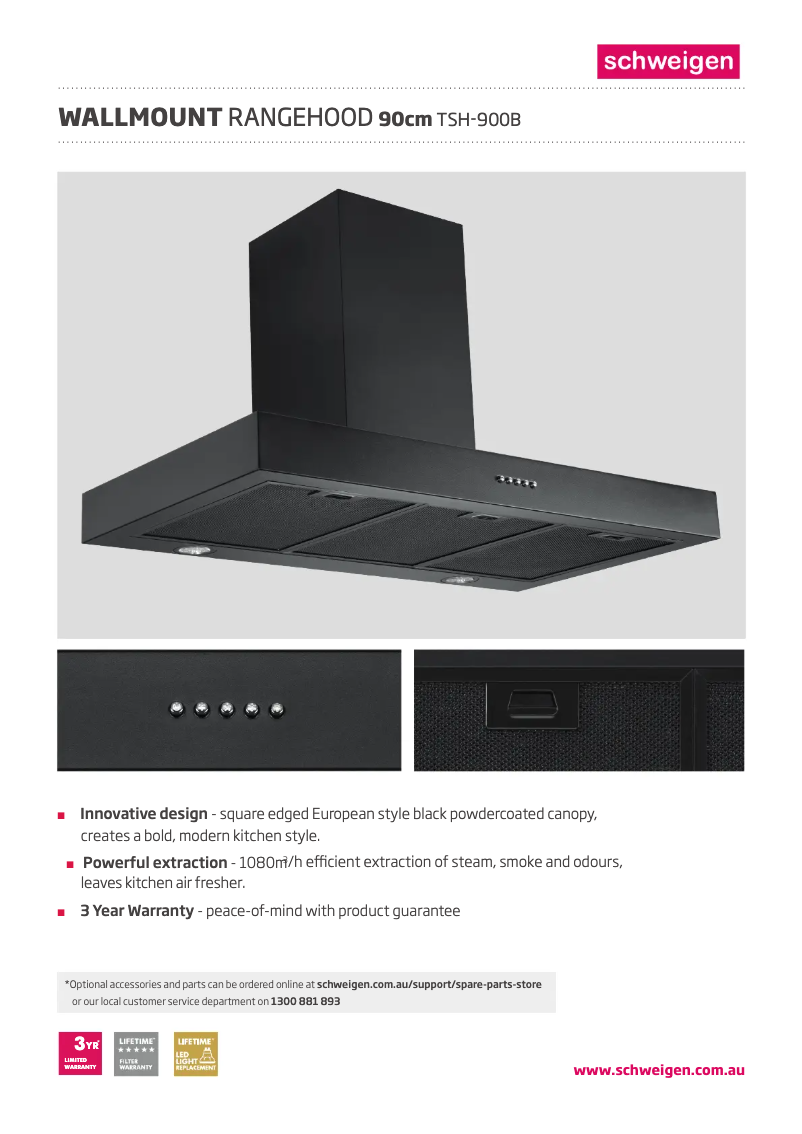 Page 1 de la notice Fiche technique Schweigen TSH-900B