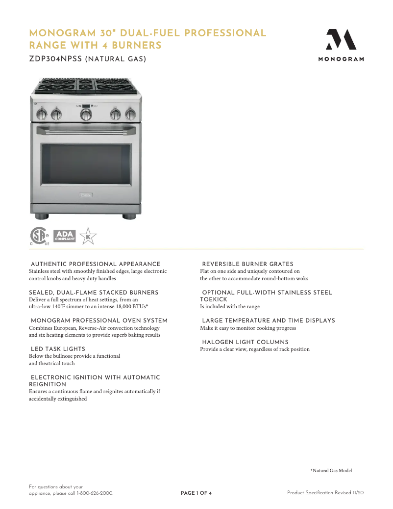 Image de la première page du manuel de l'appareil ZDP304LPSS