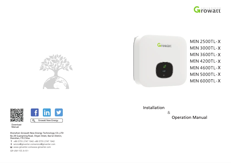 Page 1 of the manual User Manual Growatt MIN 2500TL-X
