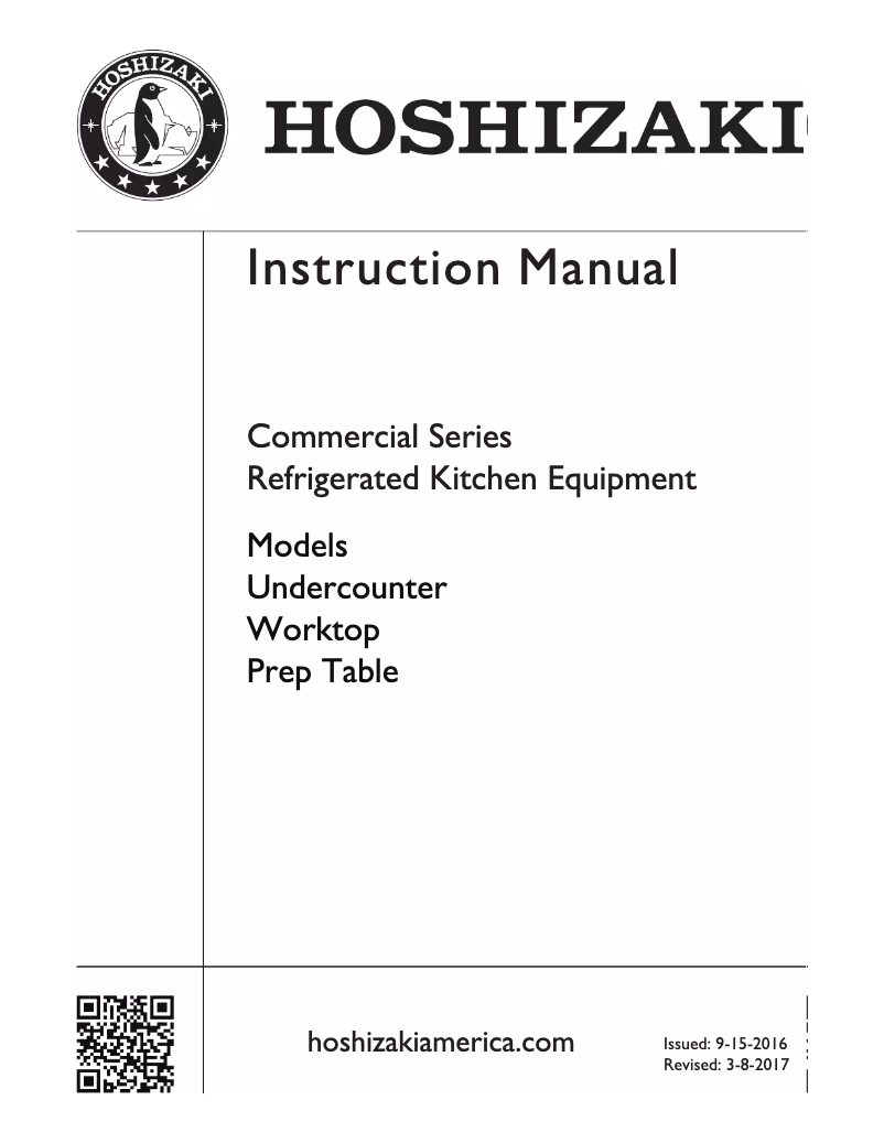 Página 1 del manual Manual de usuario Hoshizaki Commercial CRMR72