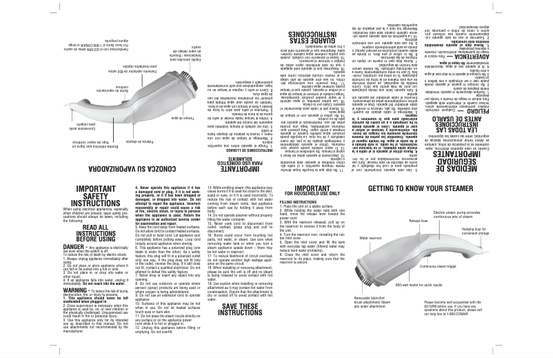 Imagen de la primera página del manual del dispositivo ExtremeSteam GS15RN