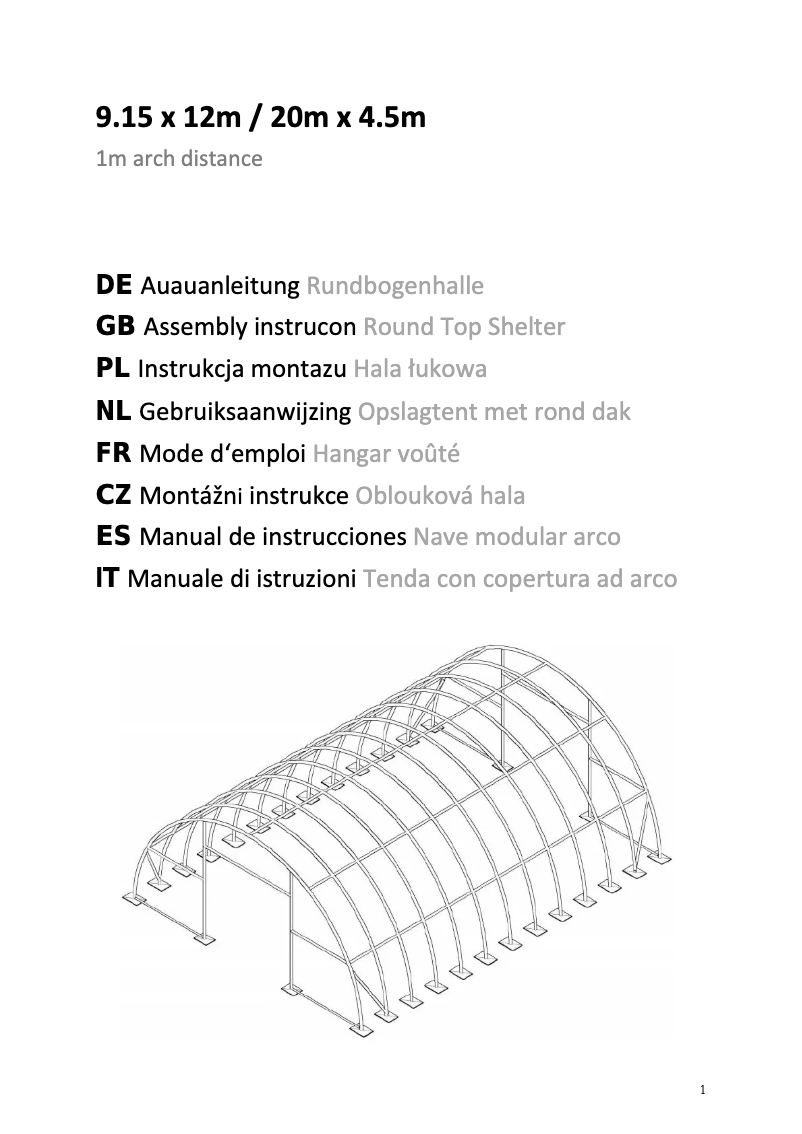 Page n°1 - Manuel utilisateur Profizelt24 9.15 x 12m