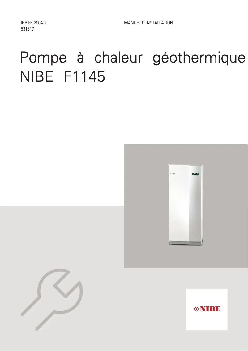 Page 1 de la notice Guide d'installation Nibe F1145-15