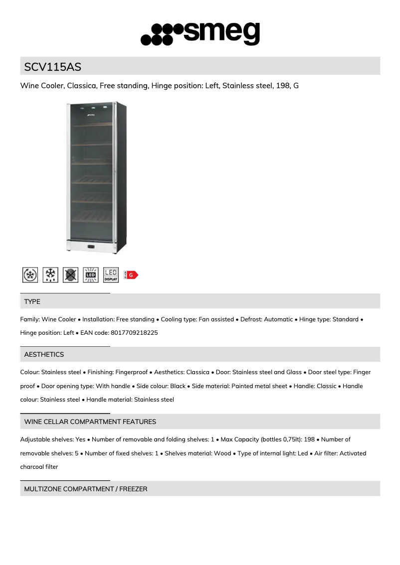Page 1 de la notice Brochure Smeg SCV115AS