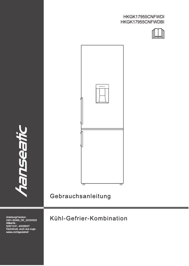 Page 1 de la notice Manuel utilisateur Hanseatic HKGK17955CNFWDI