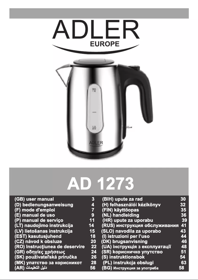 Page n°1 - Manuel utilisateur Adler AD 1273