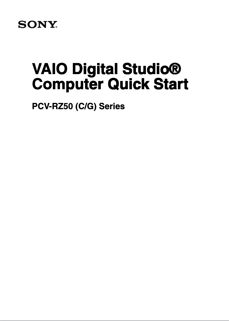 Page n°1 - Guide d'installation Sony Vaio PCV-RZ54G