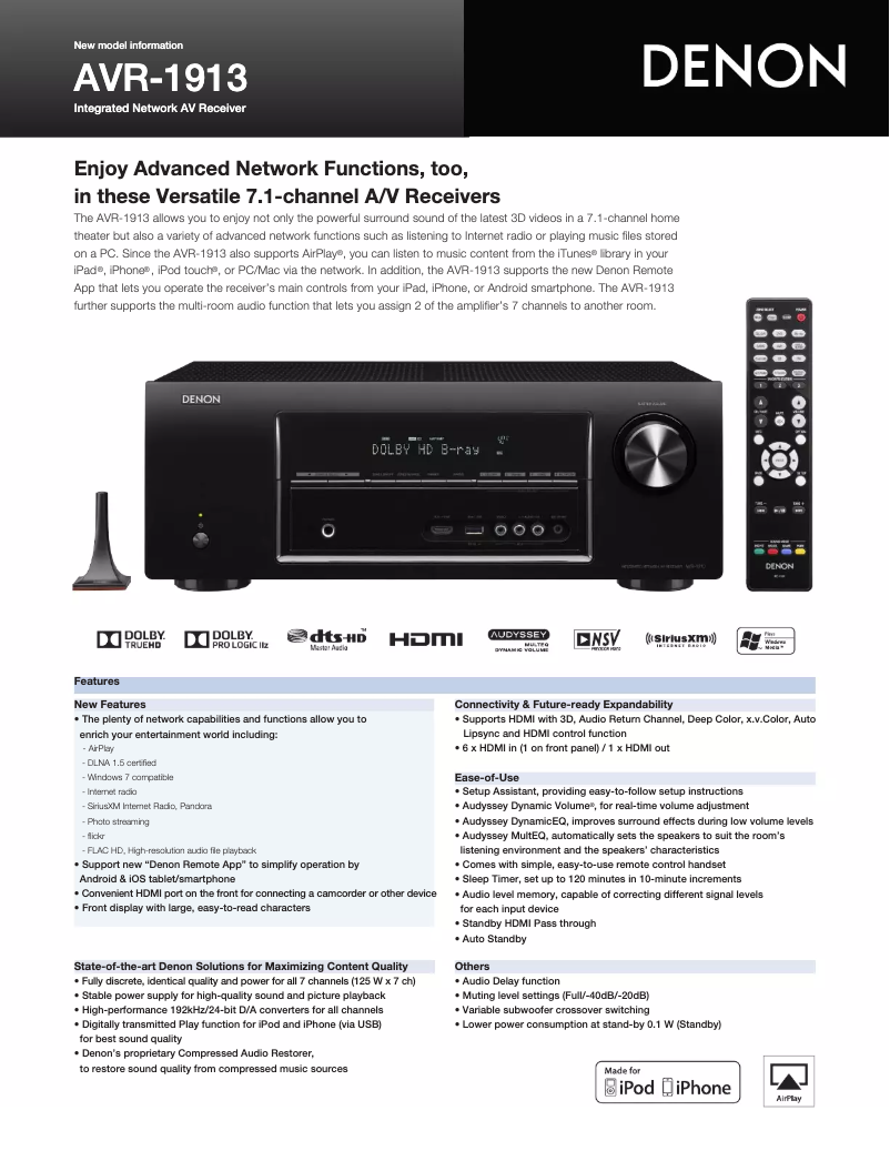Page n°1 - Fiche technique Denon AVR-1913