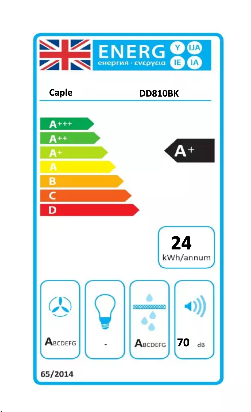 Page 1 de la notice Label énergétique Caple DD810BK