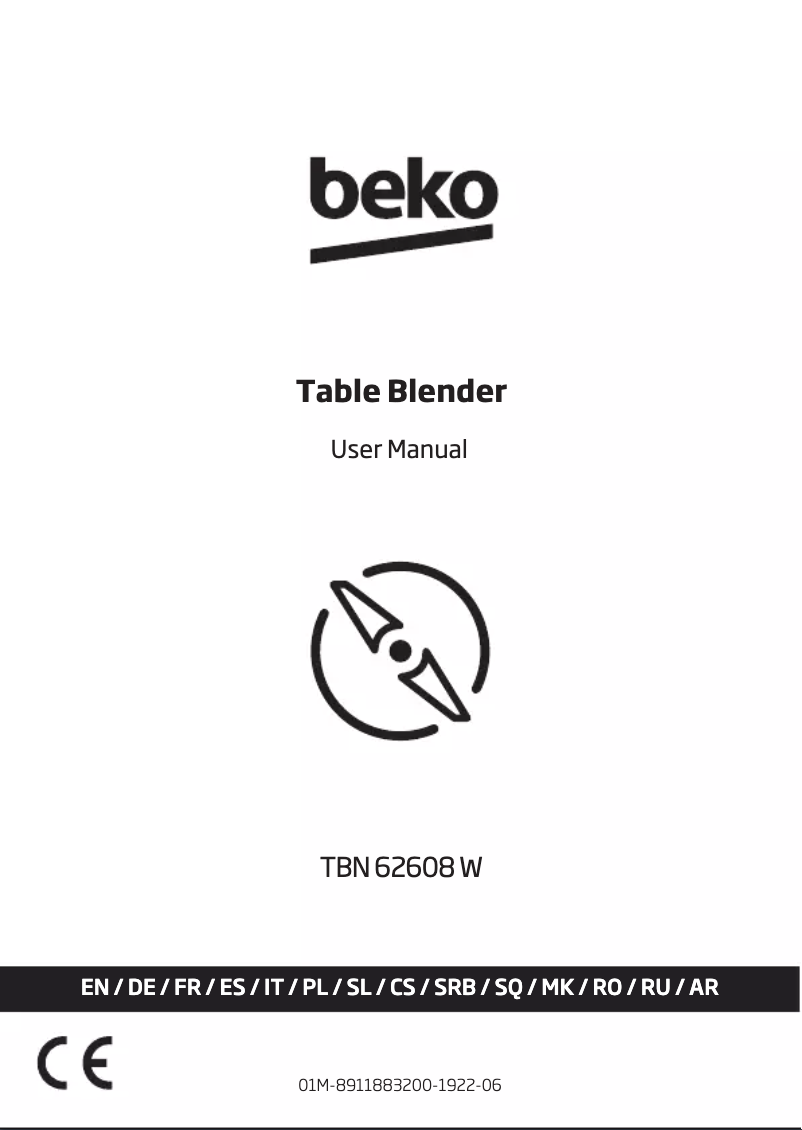 Page 1 de la notice Manuel utilisateur Beko TBN 62608 W