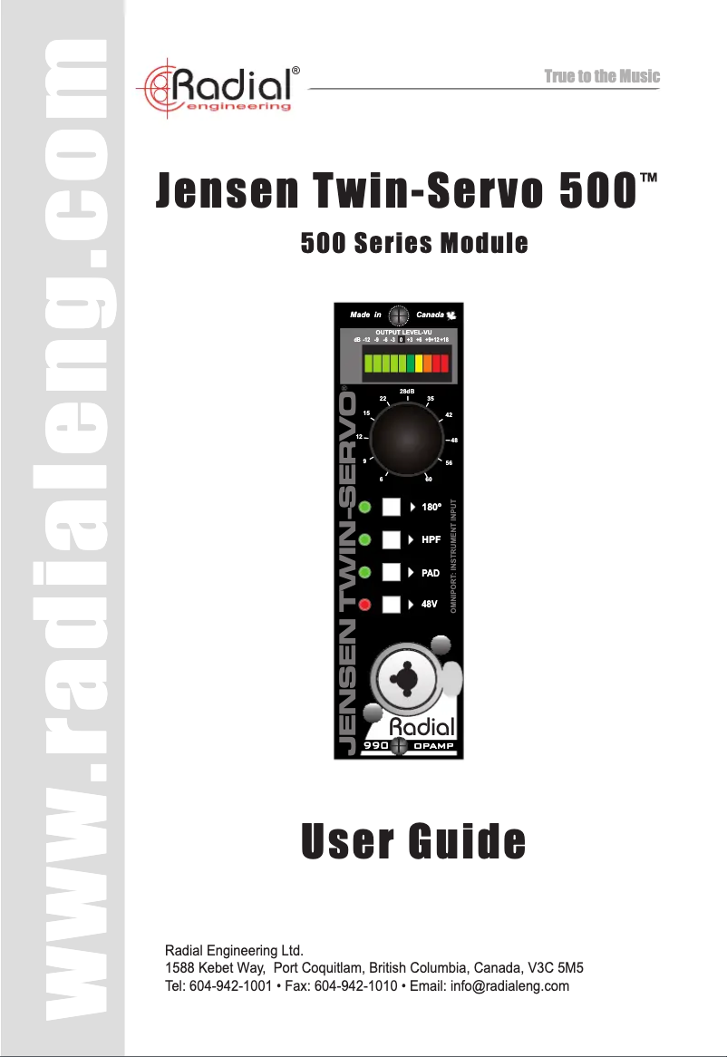 Page 1 de la notice Manuel utilisateur Radial Engineering Jensen Twin-Servo 500