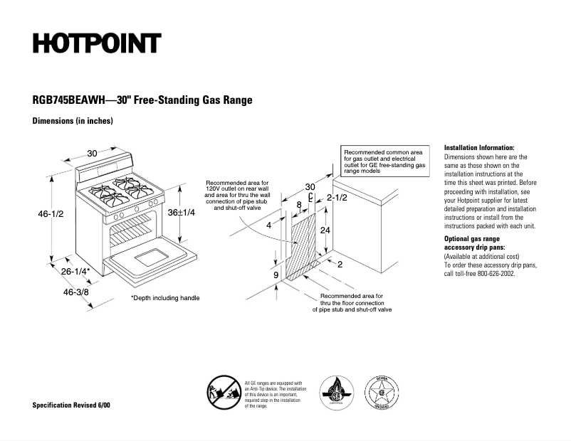 Page n°1 - Fiche technique Hotpoint RGB745HEDCT