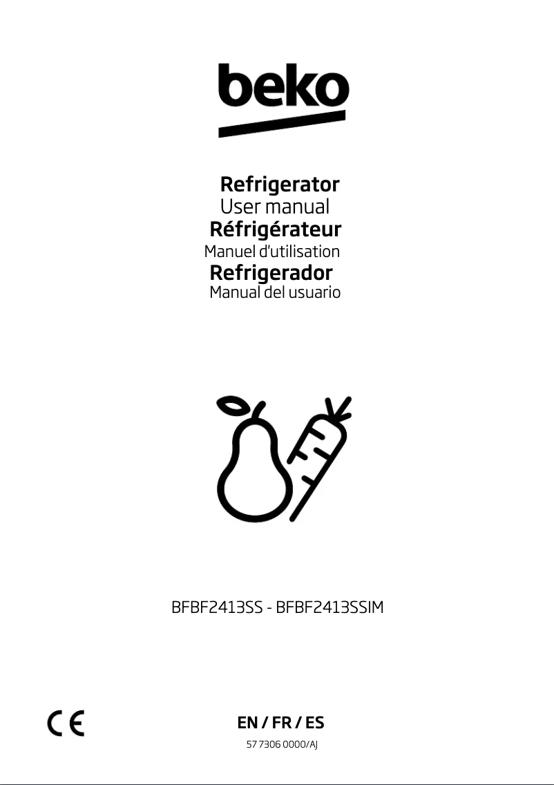 Page 1 de la notice Manuel utilisateur Beko BFBF2413SS