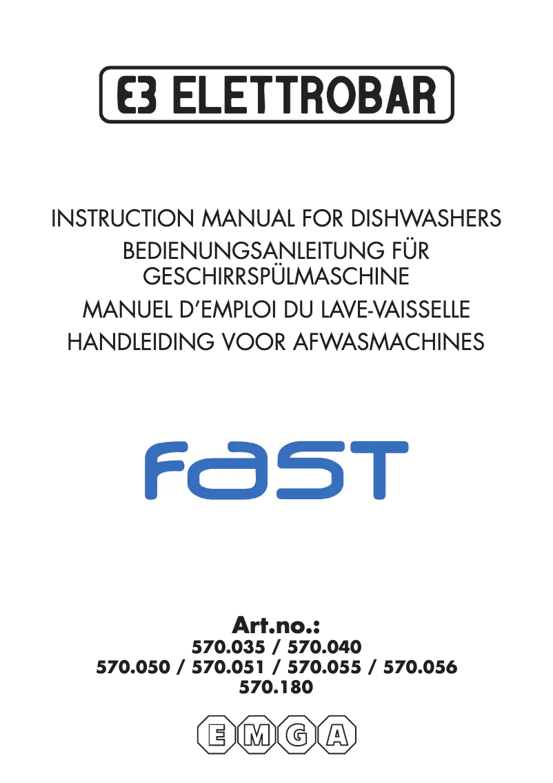 Page n°1 - Manuel utilisateur Elettrobar Fast 570040
