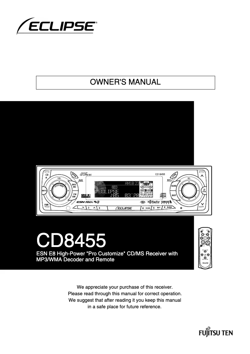 Page n°1 - Manuel utilisateur Eclipse CD8455