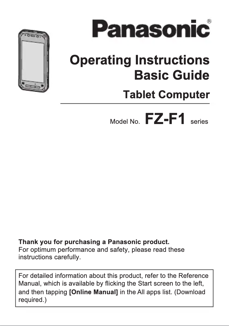 Image de la première page du manuel de l'appareil Toughpad FZ-F1