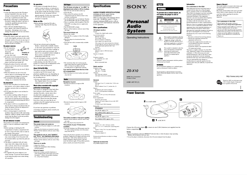 Imagen de la primera página del manual del dispositivo ZS-X10