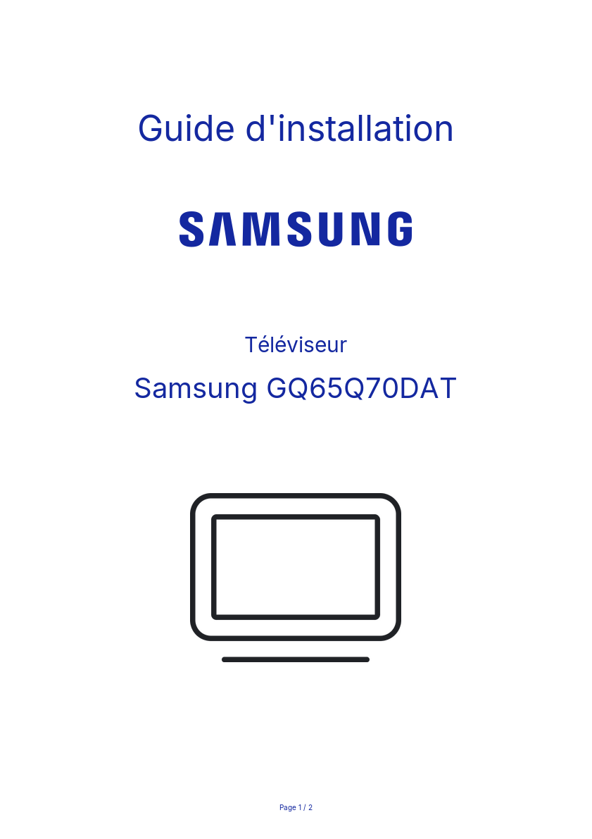 Page n°1 - Guide d'installation Samsung GQ65Q70DAT