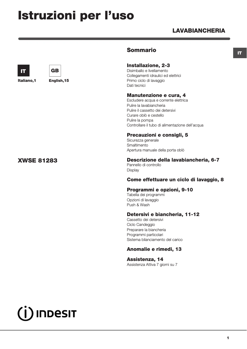 Image de la première page du manuel de l'appareil XWSE 81283