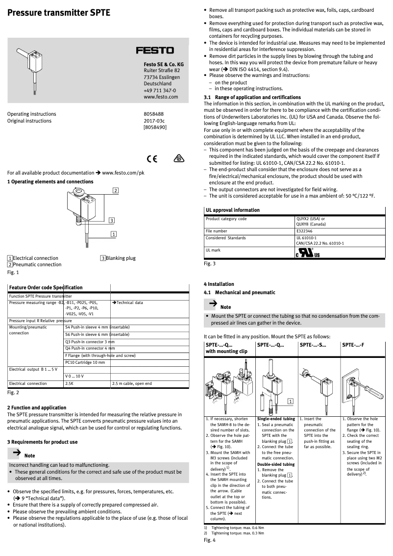 Page n°1 - Manuel utilisateur Festo SPTE-P10R-S6-V-2.5K