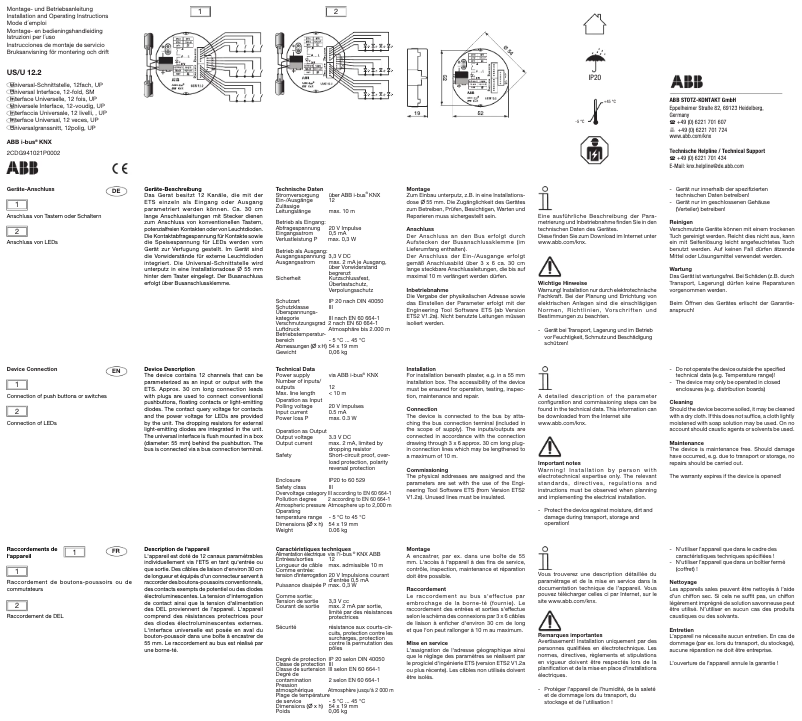 Image de la première page du manuel de l'appareil US/U 12.2