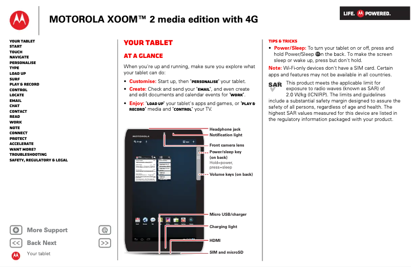 Page 1 de la notice Manuel utilisateur Motorola XYBOARD 8.2