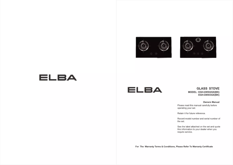 Page 1 de la notice Manuel utilisateur Elba EGH-D8503GX(BK)