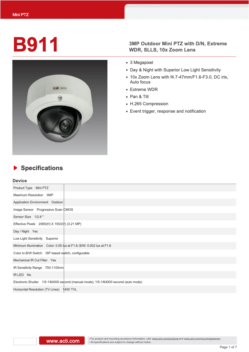 Image de la première page du manuel de l'appareil B911