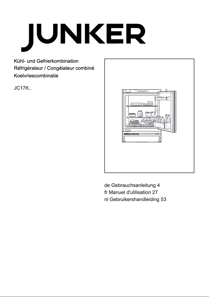 Page 1 de la notice Manuel utilisateur Junker JC17KBFE0