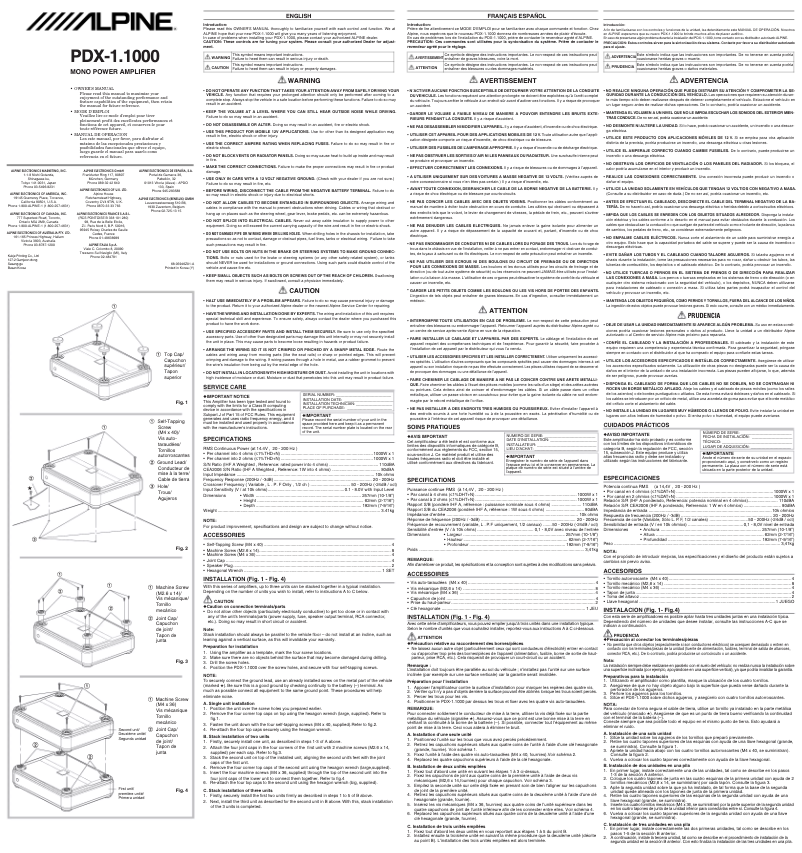 Page 1 de la notice Manuel utilisateur Alpine PDX-1.1000