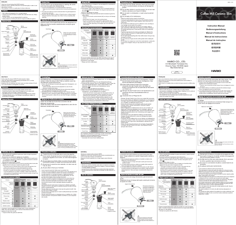 Page n°1 - Manuel utilisateur Hario MSS-1B