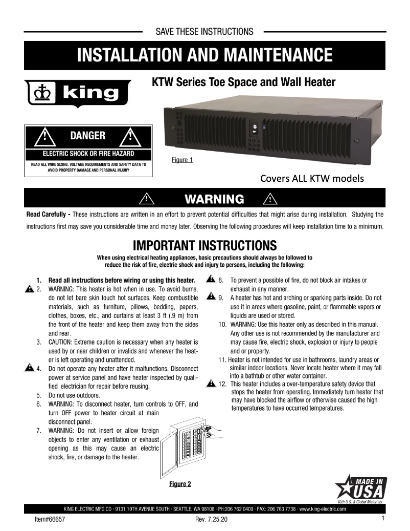 Page n°1 - Manuel utilisateur King KTW1215-HLS-RG-W
