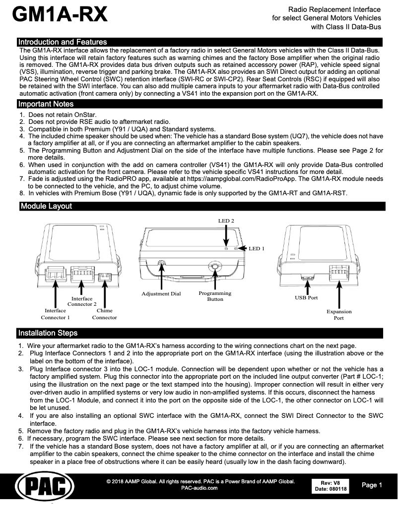Page 1 de la notice Manuel utilisateur PAC GM1A-RX