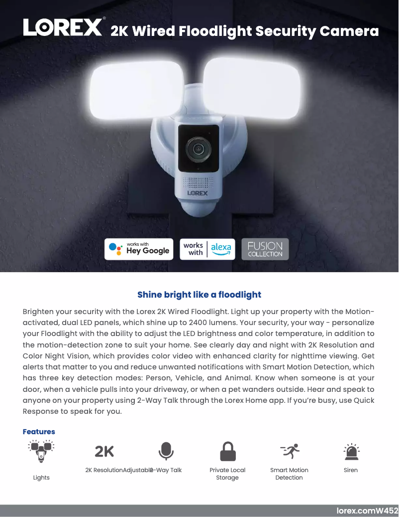 Página 1 del manual Ficha técnica Lorex W452ASDB-E