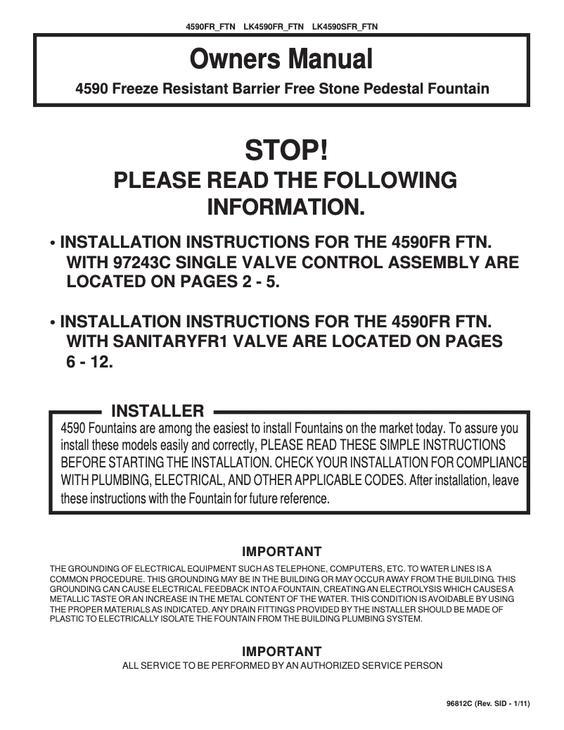 Page 1 de la notice Manuel utilisateur Elkay LK4590SFR