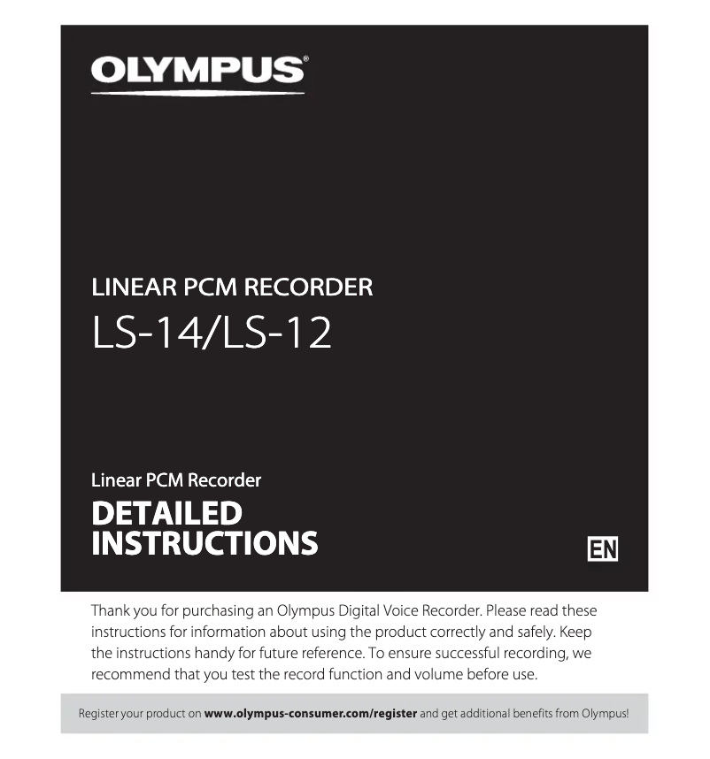 Page n°1 - Manuel utilisateur Olympus LS-12