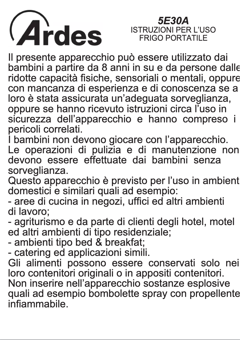 Page 1 de la notice Manuel utilisateur Ardes 5E30A