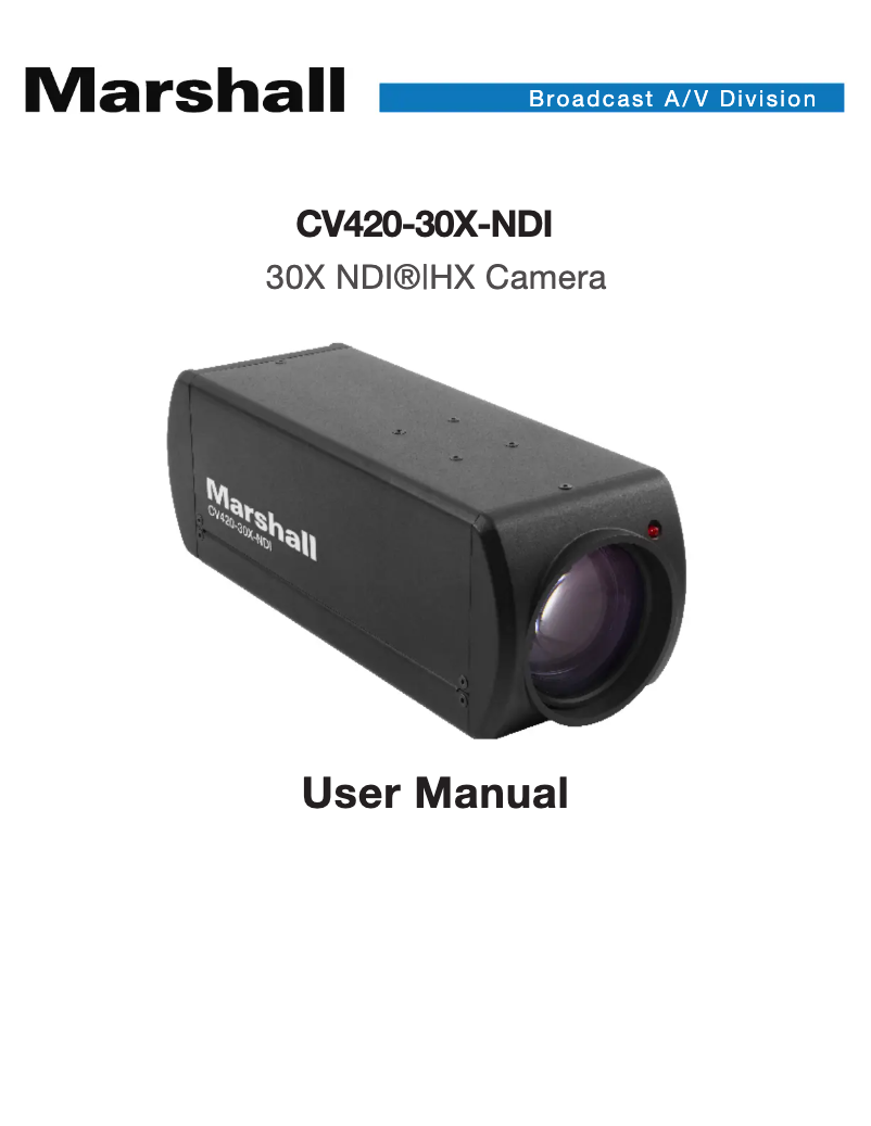 Page 1 de la notice Manuel utilisateur Marshall Electronics CV420-30X-NDI