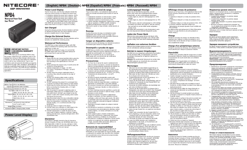 Page n°1 - Manuel utilisateur Nitecore NPB4