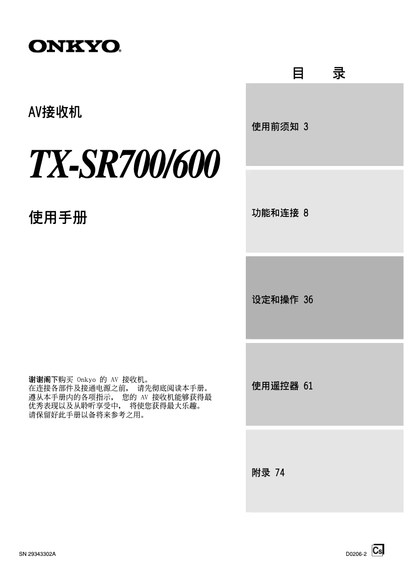 Page n°1 - Manuel utilisateur Onkyo TX-SR700