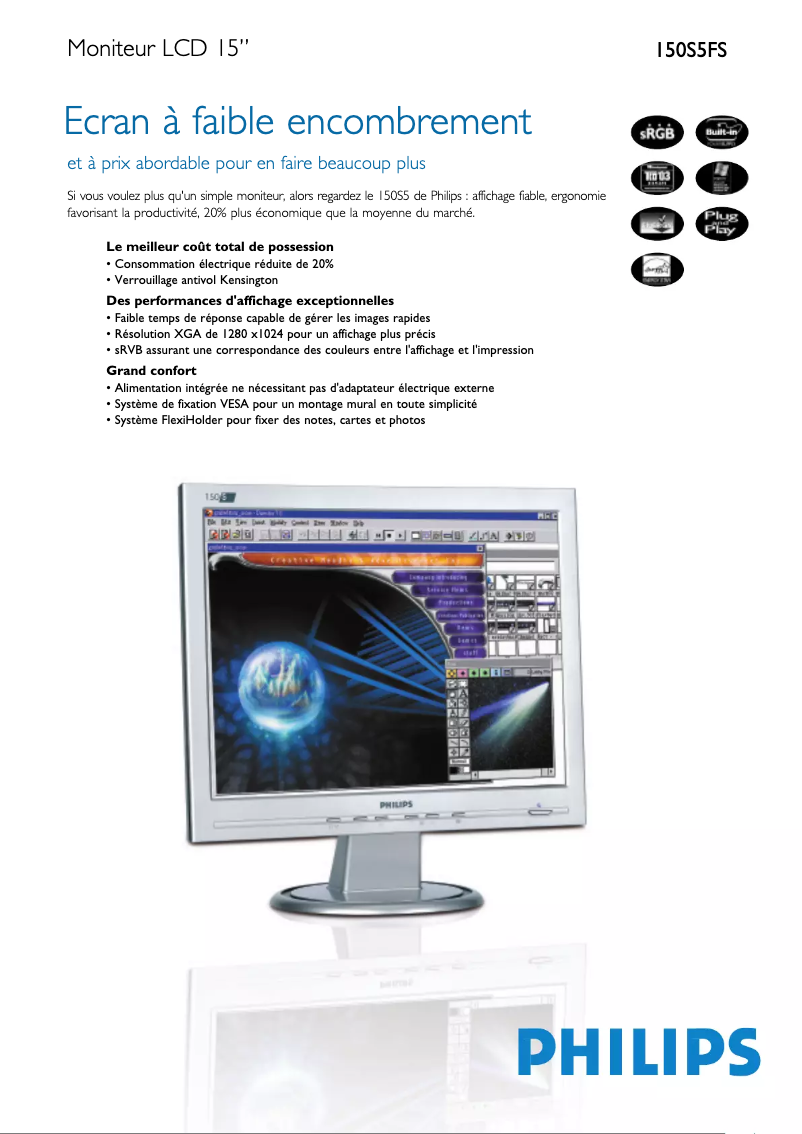 Page 1 of the manual Technical Sheet Philips 150S5FS