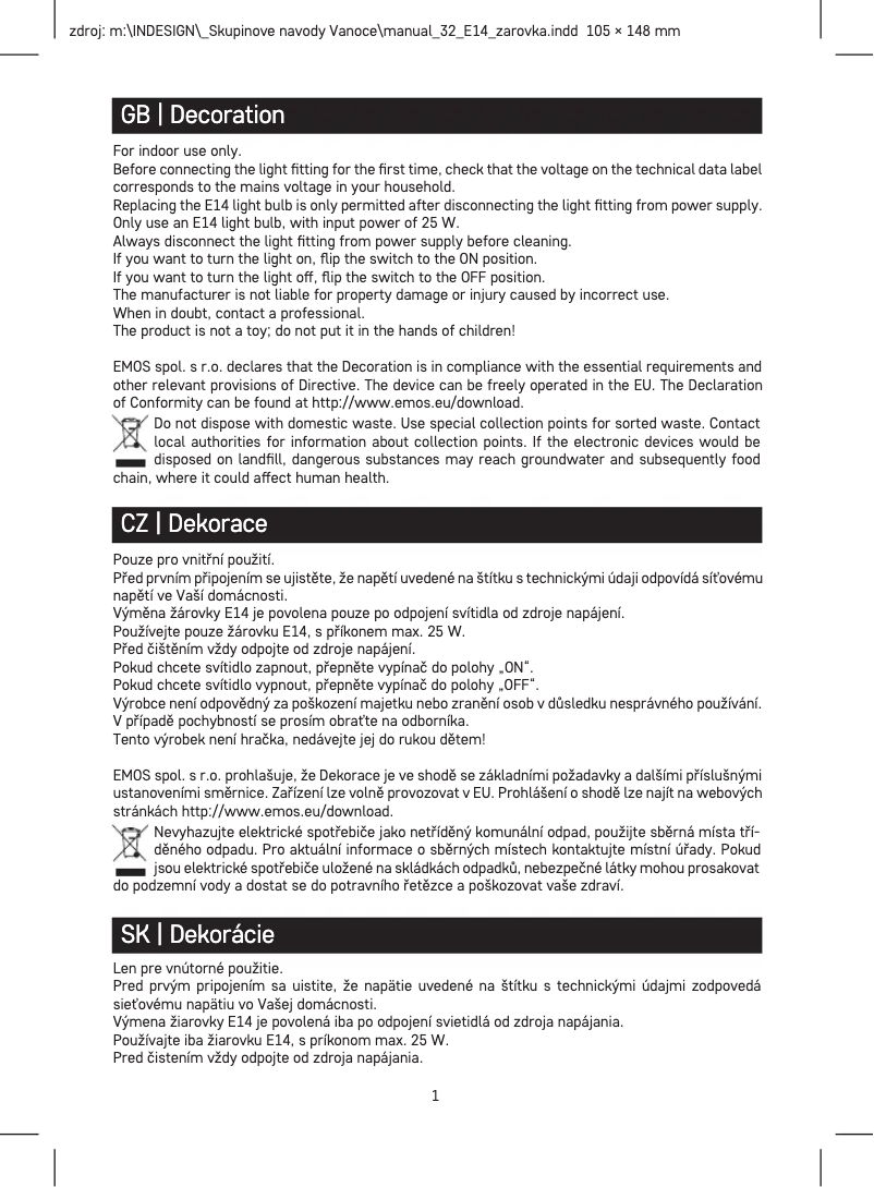 Page n°1 - Manuel utilisateur Emos DCAZ15