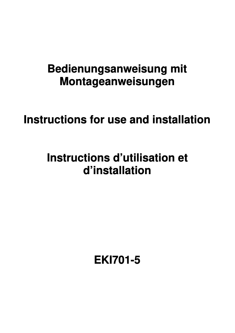Page 1 de la notice Manuel utilisateur Exquisit EKI 701-5
