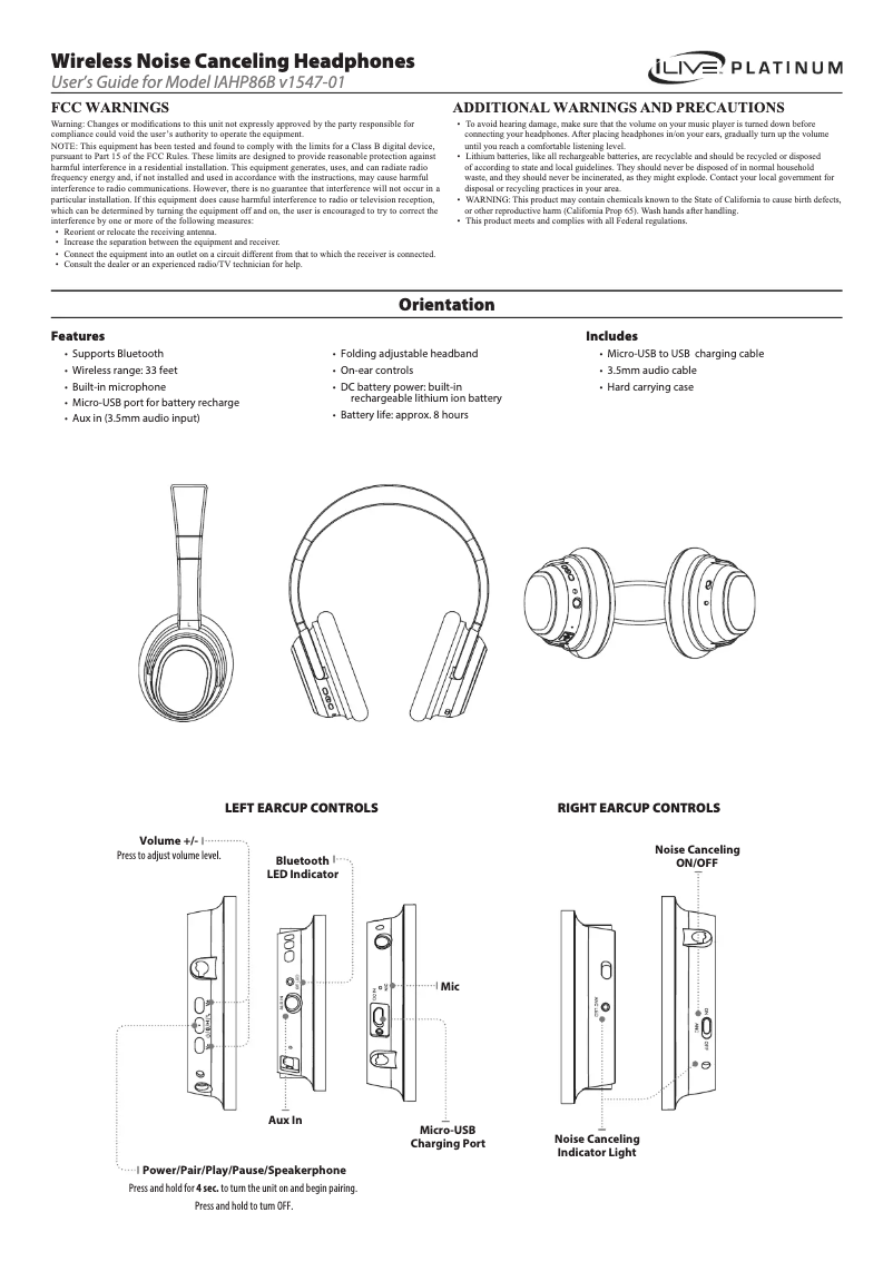Image de la première page du manuel de l'appareil IAHP86B