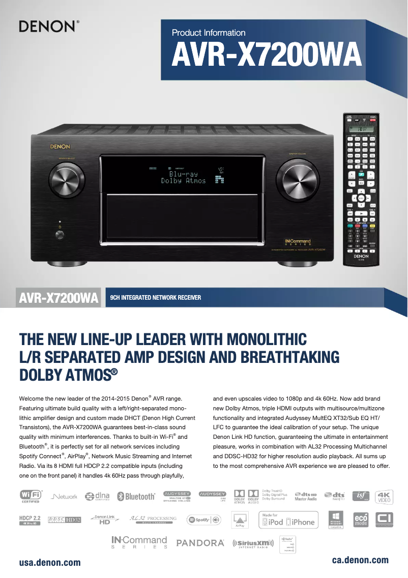 Page n°1 - Fiche technique Denon AVR-X7200WA