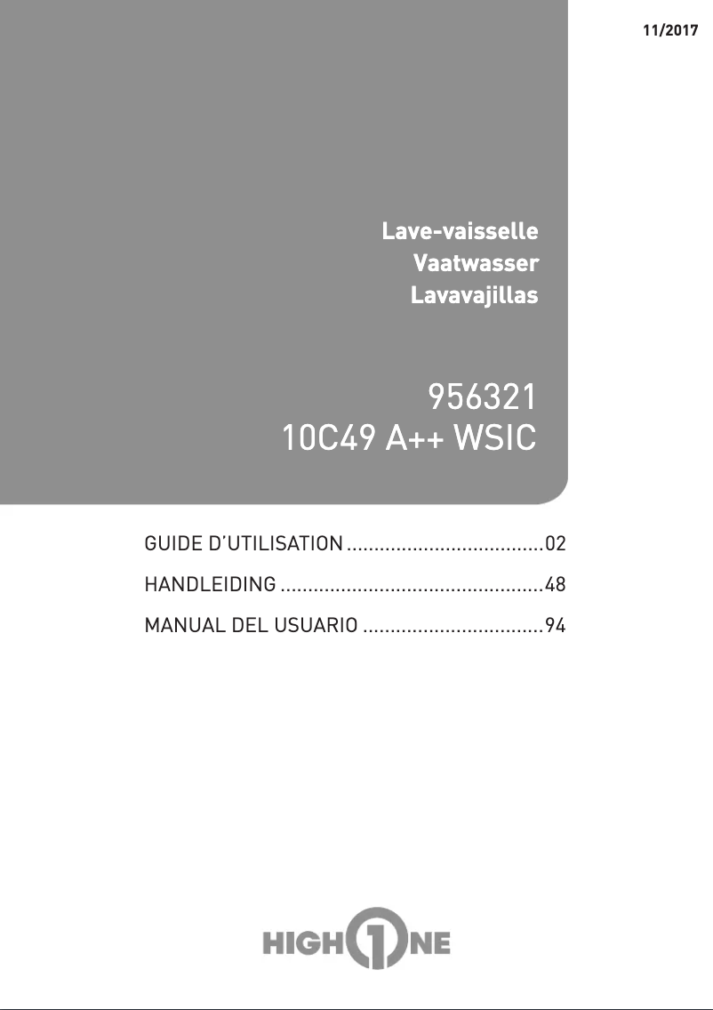 Page 1 de la notice Manuel utilisateur High One 10C49 A++ WSIC