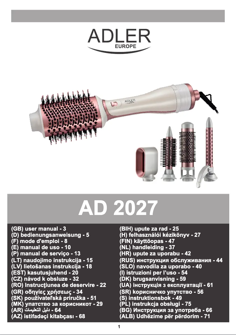 Image de la première page du manuel de l'appareil AD 2027