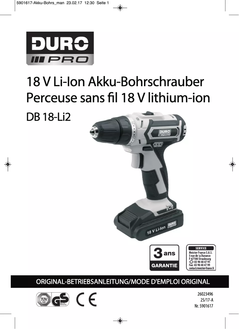 Página 1 del manual Manual de usuario DURO DB 18-Li2